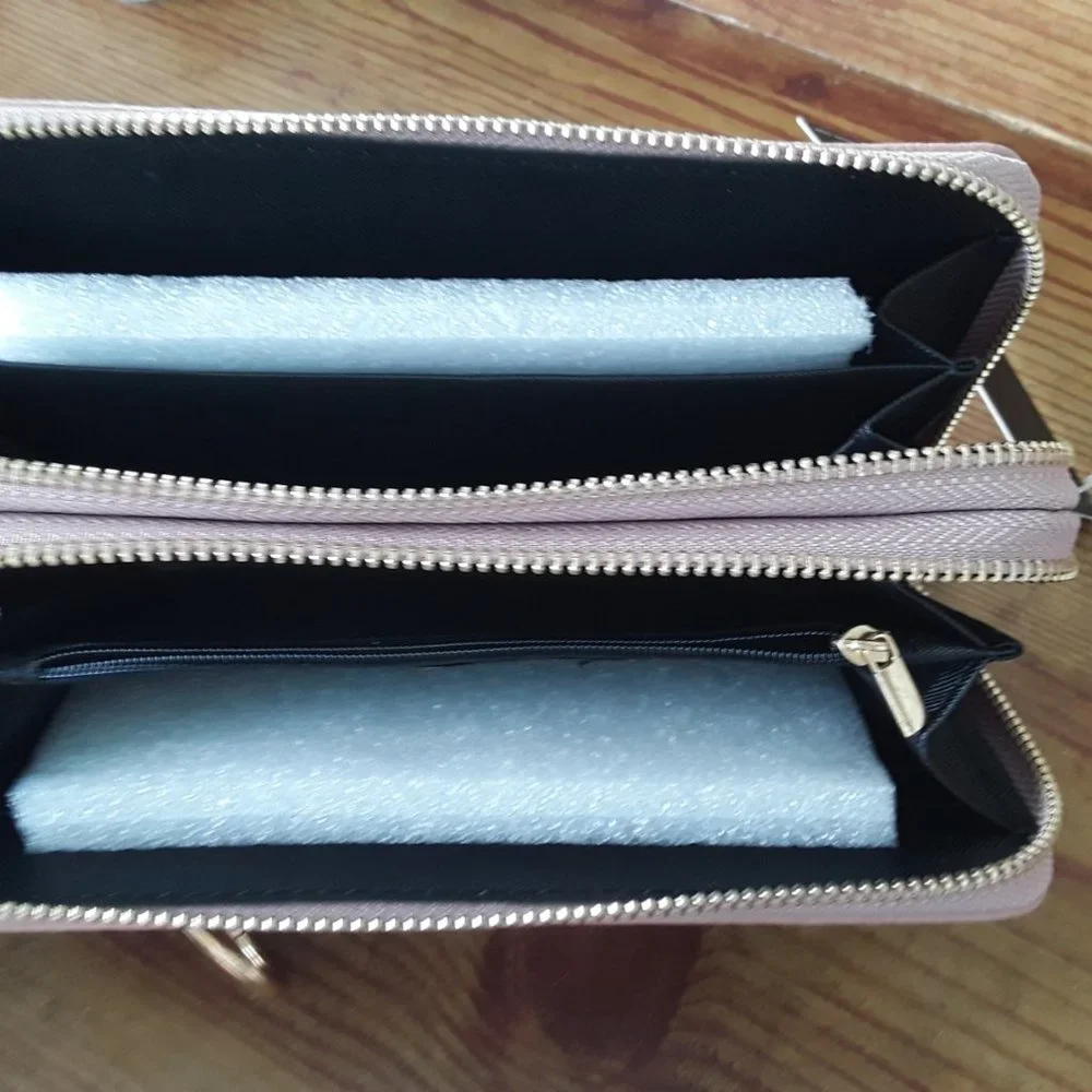 Blush double zipper wristlet  wallet